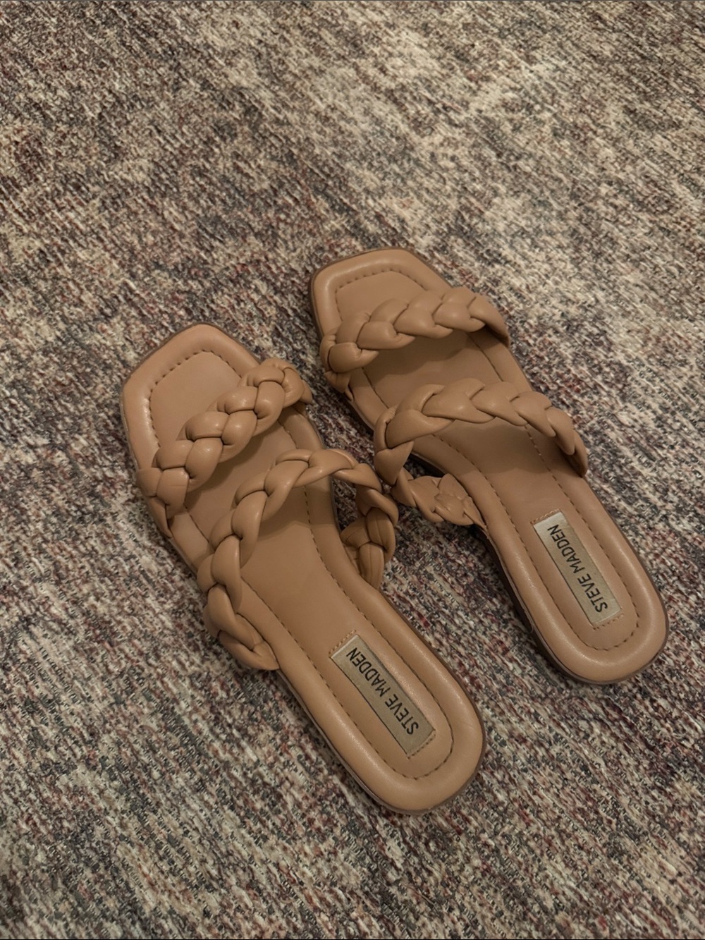 Steve Madden Braided Tan Slide Sandals